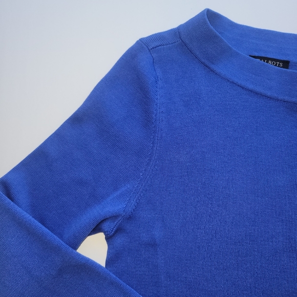 Talbots Blue Knit Sweater Petite NWOT - Picture 4 of 5